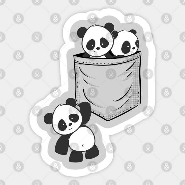 For Panda Lovers Cute Kawaii Baby Pandas In Pocket Sticker by SkizzenMonster